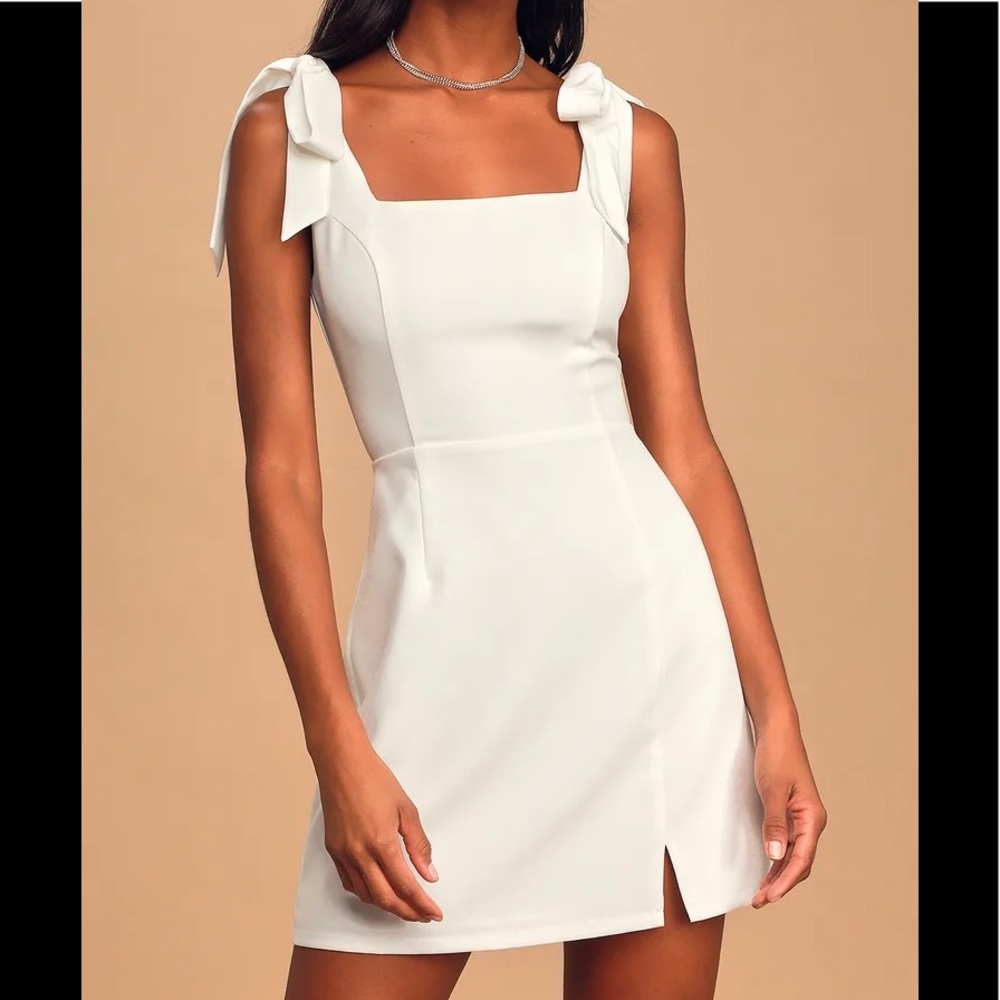 Lulu’s Your Sweetie White Tie-Strap Mini Dress